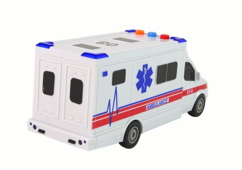 Auto Ambulans Karetka Na Baterie Światła Dźwięk Biała Napęd LEAN Toys