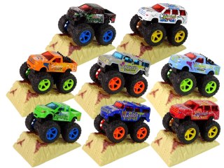 Auto Resorak Z Naciągiem Monster Truck Big Foot Gumowe Opony Rampa LEAN Toys