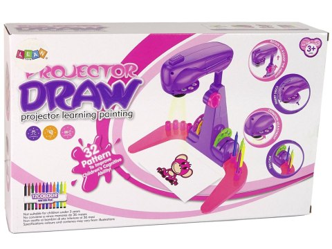 Różowy Projektor Do Rysowania Szablony Pisaki Rzutnik Tablica LEAN Toys