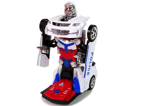 Samochód Policyjny 2w1 Auto Robot Dźwięki Strzały Światła LEAN Toys