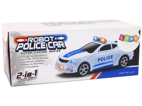 Samochód Policyjny 2w1 Auto Robot Dźwięki Strzały Światła LEAN Toys