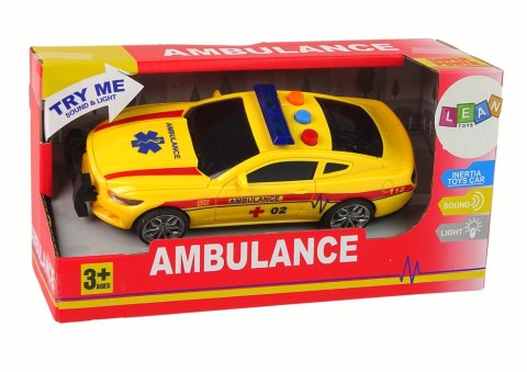 Sportowe Auto Ambulans Światła Dźwięk Żółty Napęd LEAN Toys