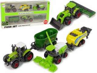 Zestaw 6 Pojazdów Rolniczych Traktor Kombajn Metalowe Elementy LEAN Toys