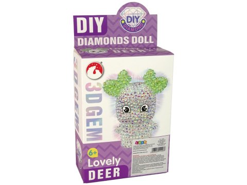 Zestaw DIY Diamentowy Renifer DIY Kryształki Brelok 3D Biały LEAN TOYS