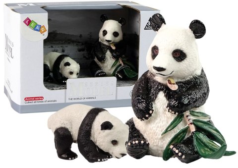 Zestaw Figurek Panda Wielka z Młodym i Bambusem Figurka Panda LEAN Toys