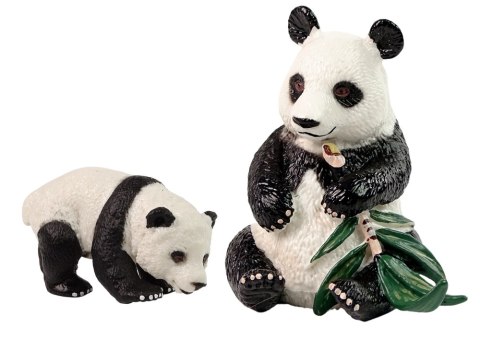 Zestaw Figurek Panda Wielka z Młodym i Bambusem Figurka Panda LEAN Toys