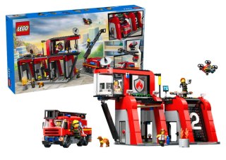 Klocki LEGO CITY Remiza Strażacka Z Wozem Strażackim 843 Elementy 60414 LEGO