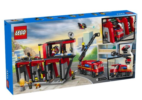 Klocki LEGO CITY Remiza Strażacka Z Wozem Strażackim 843 Elementy 60414 LEGO