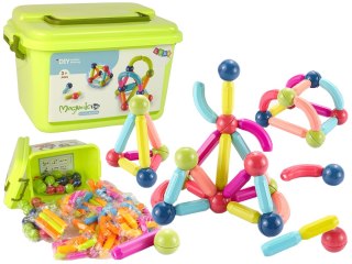 Klocki Magnetyczne Konstrukcyjne Edukacyjne Kuferek 145 Elementów LEAN Toys