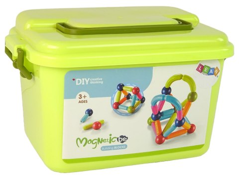 Klocki Magnetyczne Konstrukcyjne Edukacyjne Kuferek 145 Elementów LEAN Toys