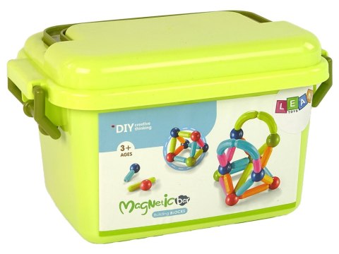 Klocki Magnetyczne Konstrukcyjne Edukacyjne Kuferek 34 Elementów LEAN Toys