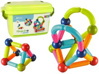 Klocki Magnetyczne Konstrukcyjne Edukacyjne Kuferek 68 Elementów LEAN Toys