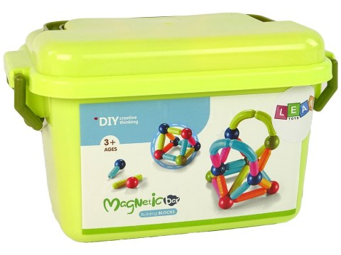 Klocki Magnetyczne Konstrukcyjne Edukacyjne Kuferek 68 Elementów LEAN Toys