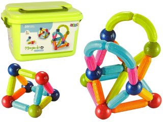 Klocki Magnetyczne Konstrukcyjne Edukacyjne Kuferek 70 Elementów LEAN Toys