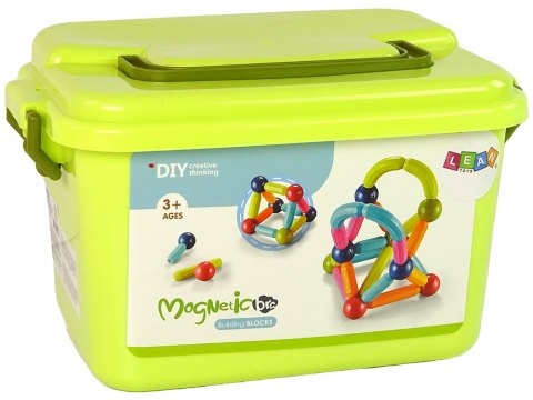 Klocki Magnetyczne Konstrukcyjne Edukacyjne Kuferek 70 Elementów LEAN Toys