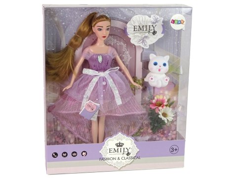 Lalka Dla Dzieci Emily Długie Włosy Biały Kotek LEAN Toys