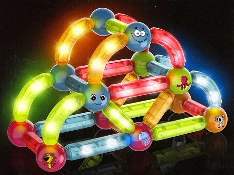 Świecące Klocki Magnetyczne Edukacyjne Zestaw 52 Elementy LEAN Toys