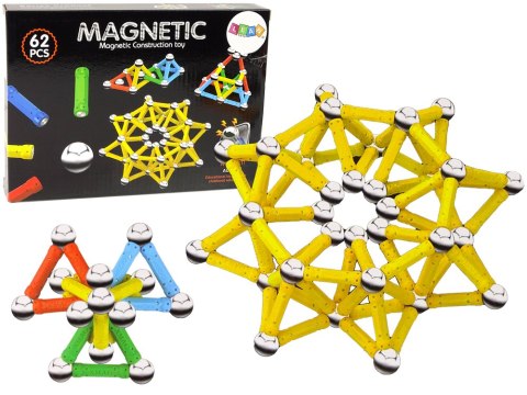 Zestaw Klocki Magnetyczne Magnetic 62 Elementy LEAN Toys