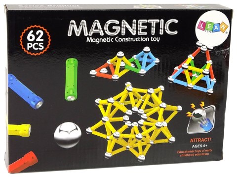 Zestaw Klocki Magnetyczne Magnetic 62 Elementy LEAN Toys