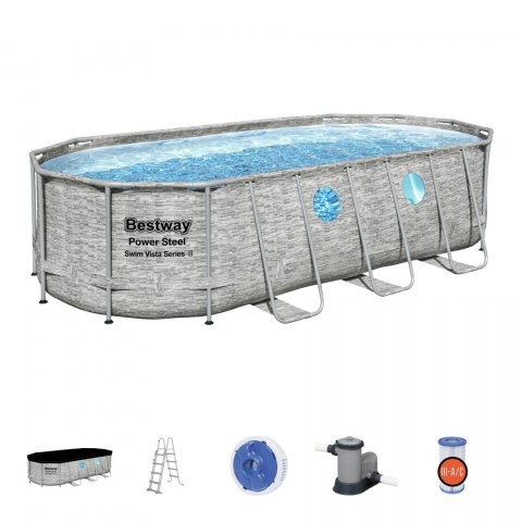 Basen stelażowy Power Steel Swim Vista z oknem 549x274x122 18x9FT BESTWAY 7w1 - Sklep Gebe