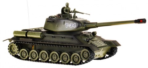 Zdalnie sterowany czołg T-34 dla dzieci 3+ Zielony model Strzelający 1:28 + Wielka Bitwa Czołgów + Dźwięki Światła