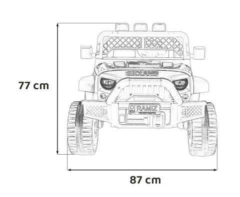 Autko terenowe Geoland Power dla 2 dzieci Biały + Pilot + Silniki 2x200W + Bagażnik + Radio MP3 + LED