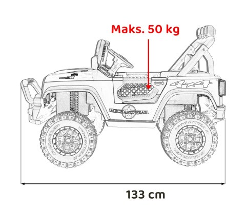 Autko terenowe Geoland Power dla 2 dzieci Czerwony + Pilot + Silniki 2x200W + Bagażnik + Radio MP3 + LED