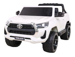 Toyota Hilux na akumulator dla dzieci Biały + Napęd 4x4 + Pilot + 2 bagażniki + Radio MP3 + LED