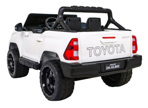 Toyota Hilux na akumulator dla dzieci Biały + Napęd 4x4 + Pilot + 2 bagażniki + Radio MP3 + LED