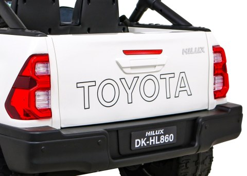 Toyota Hilux na akumulator dla dzieci Biały + Napęd 4x4 + Pilot + 2 bagażniki + Radio MP3 + LED