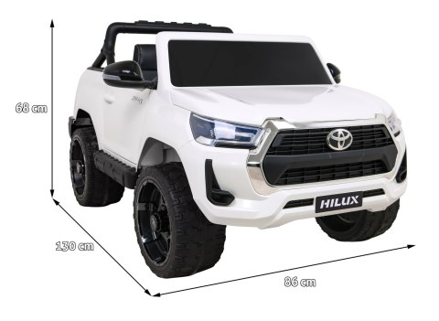 Toyota Hilux na akumulator dla dzieci Biały + Napęd 4x4 + Pilot + 2 bagażniki + Radio MP3 + LED