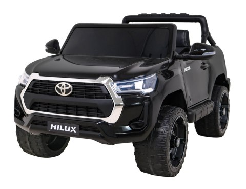 Toyota Hilux na akumulator dla dzieci Czarny + Napęd 4x4 + Pilot + 2 bagażniki + Radio MP3 + LED