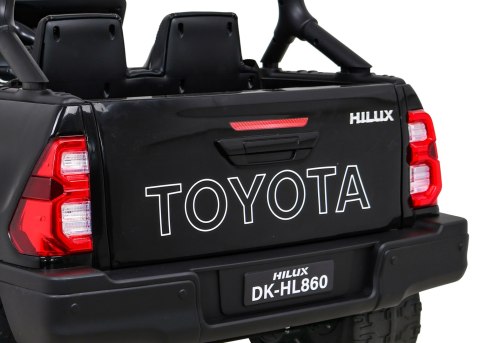 Toyota Hilux na akumulator dla dzieci Czarny + Napęd 4x4 + Pilot + 2 bagażniki + Radio MP3 + LED