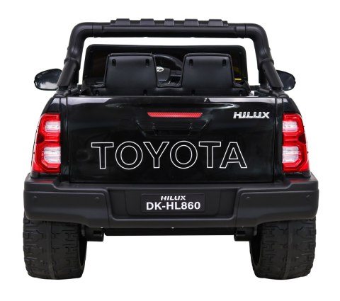 Toyota Hilux na akumulator dla dzieci Czarny + Napęd 4x4 + Pilot + 2 bagażniki + Radio MP3 + LED