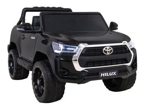 Toyota Hilux na akumulator dla dzieci Czarny + Napęd 4x4 + Pilot + 2 bagażniki + Radio MP3 + LED