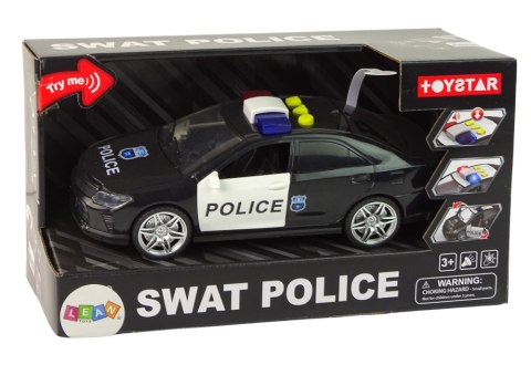 Auto Policja 1:14 Światła Dźwięki Czarne LEAN Toys