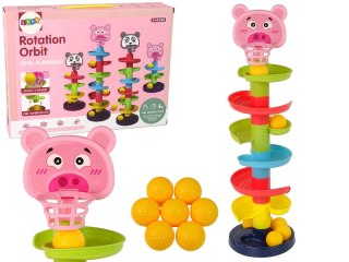 Sorter Edukacyjna Zjeżdżalnia Piłeczek 6 Poziomów Świnka Kosz LEAN Toys