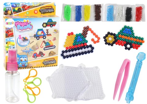 Zestaw Koralików Wodnych DIY Magiczne Koraliki 8 Kolorów Pojazdy Budowlane LEAN Toys