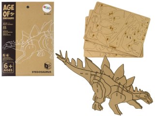 Drewniane Puzzle Przestrzenne 3D Stegozaur Składanka Edukacyjna 41 Elementów LEAN Toys