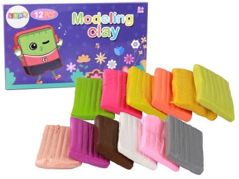 Modelina 12 Kolorów Pastelowe Żywe Kolory Mix Zestaw LEAN Toys