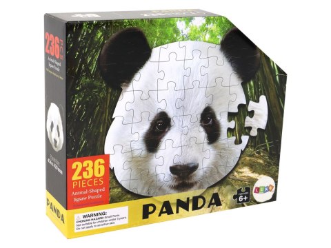 Puzzle 236 Elementów Kształt Głowy Pandy Zwierzęta LEAN Toys