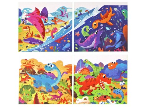 Puzzle Układanka Świat Dinozaurów 4 w 1 Dinozaury 4 Obrazki 73 El. LEAN Toys