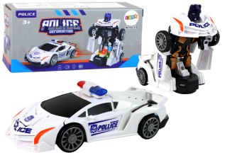 Samochód-Robot Policja Biały 2w1 Transformacja LEAN Toys