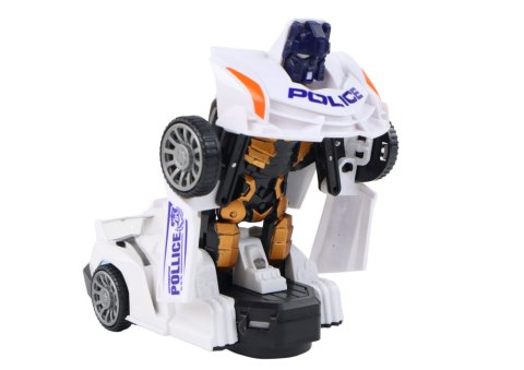 Samochód-Robot Policja Biały 2w1 Transformacja LEAN Toys