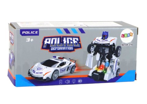 Samochód-Robot Policja Biały 2w1 Transformacja LEAN Toys