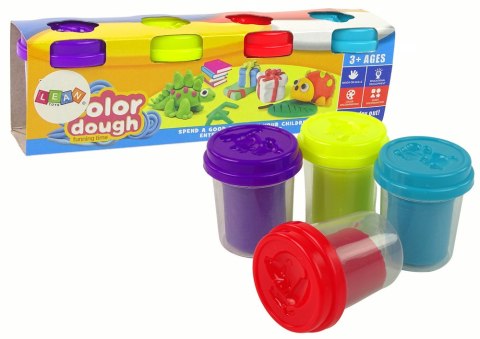 Zestaw Ciastoliny Zwierzątka 4 Kolory Kubeczki LEAN TOYS