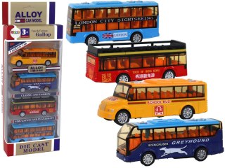 Zestaw Kolorowych Autobusów System Frakcyjny 4 Elementy LEAN Toys