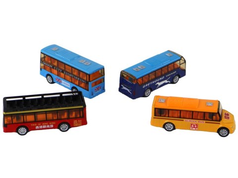 Zestaw Kolorowych Autobusów System Frakcyjny 4 Elementy LEAN Toys