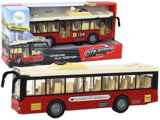 Autobus Na Baterie Światła Dźwięki Czerwony Miejski 1:16 LEAN Toys