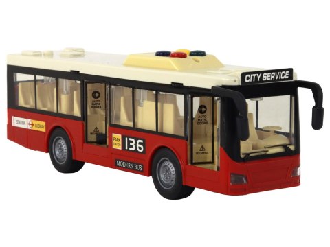 Autobus Na Baterie Światła Dźwięki Czerwony Miejski 1:16 LEAN Toys